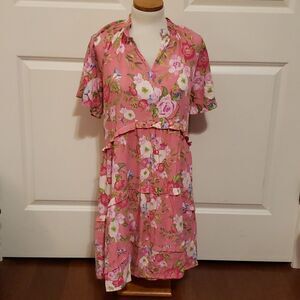 Matilda Jane Enchanted Garden Fresh Floral Ruffle Sleeve Tiered Dress Size M NEW